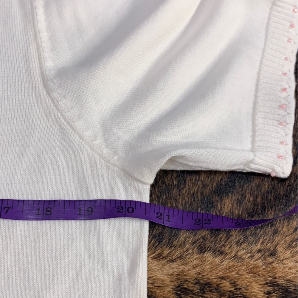 Koret size Medium white short sleeve button up lightweight sweater with collar - Picture 7 of 9